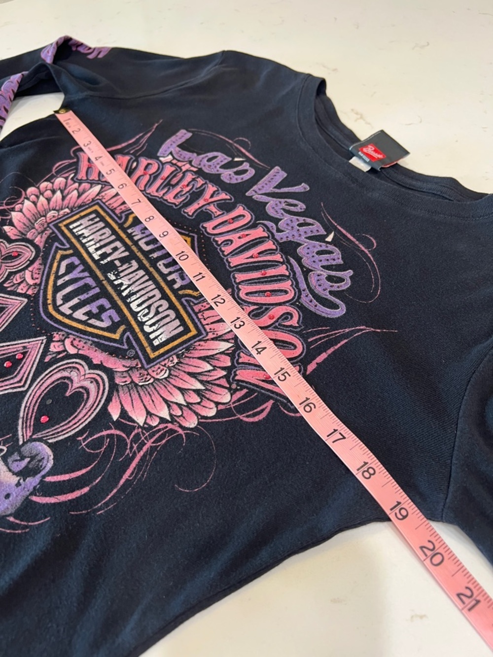 Harley-Davidson Las Vegas Nevada Let It Ride Rhinestone Graphic Long Sleeve Tee - Picture 8 of 9